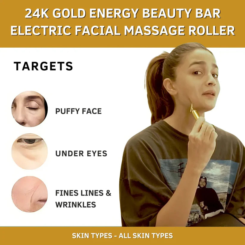 🔥 HOT SALE 🔥 24K Gold T-Shape Vibrating Face Massager 🌟50% OFF🌟🌟