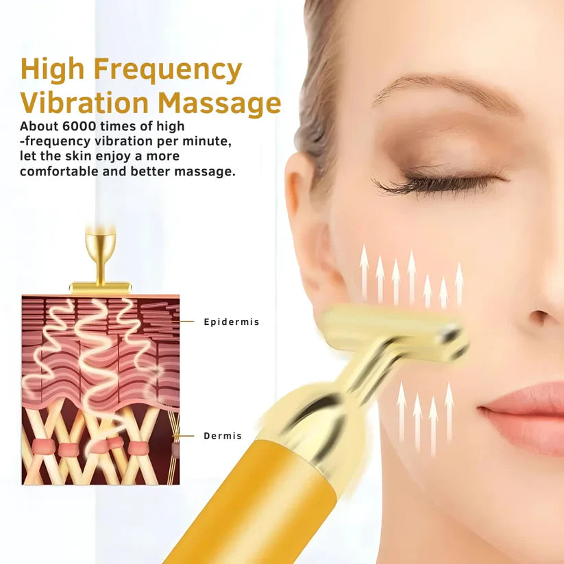🔥 HOT SALE 🔥 24K Gold T-Shape Vibrating Face Massager 🌟50% OFF🌟🌟