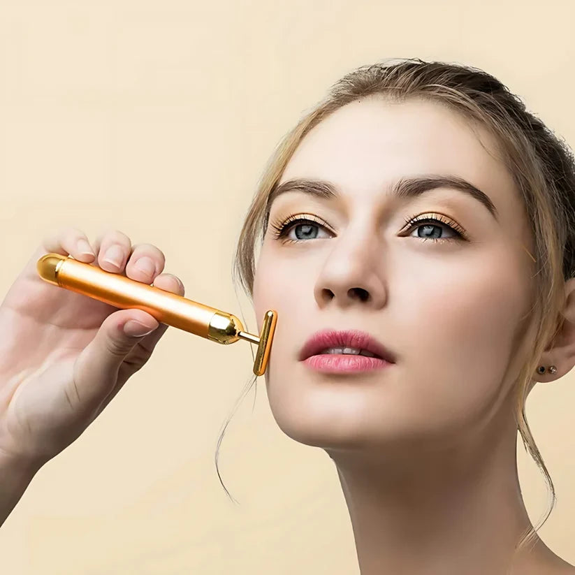 🔥 HOT SALE 🔥 24K Gold T-Shape Vibrating Face Massager 🌟50% OFF🌟🌟
