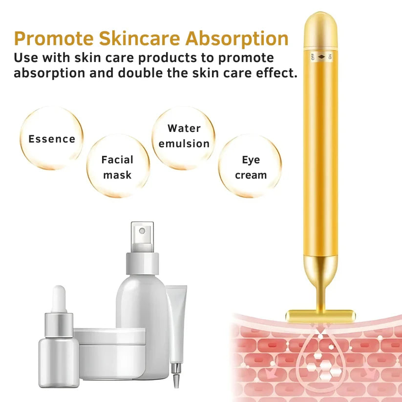 🔥 HOT SALE 🔥 24K Gold T-Shape Vibrating Face Massager 🌟50% OFF🌟🌟